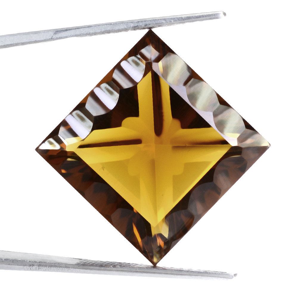 WHISKY QUARTZ CONCAVE CUT SQUARE 20MM 32.20 Cts.