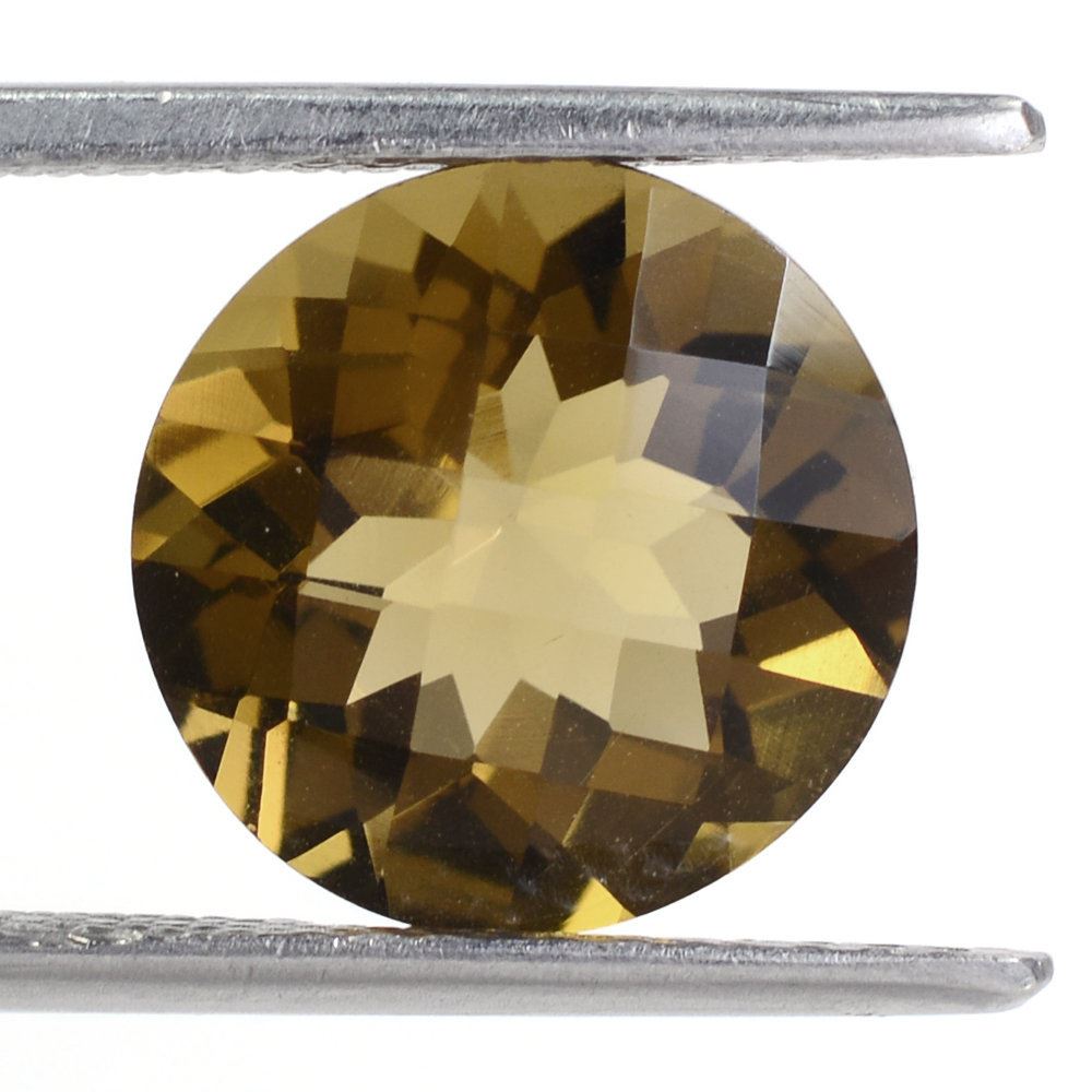 WHISKY QUARTZ CHECKER CUT ROUND 12MM 4.90 Cts.