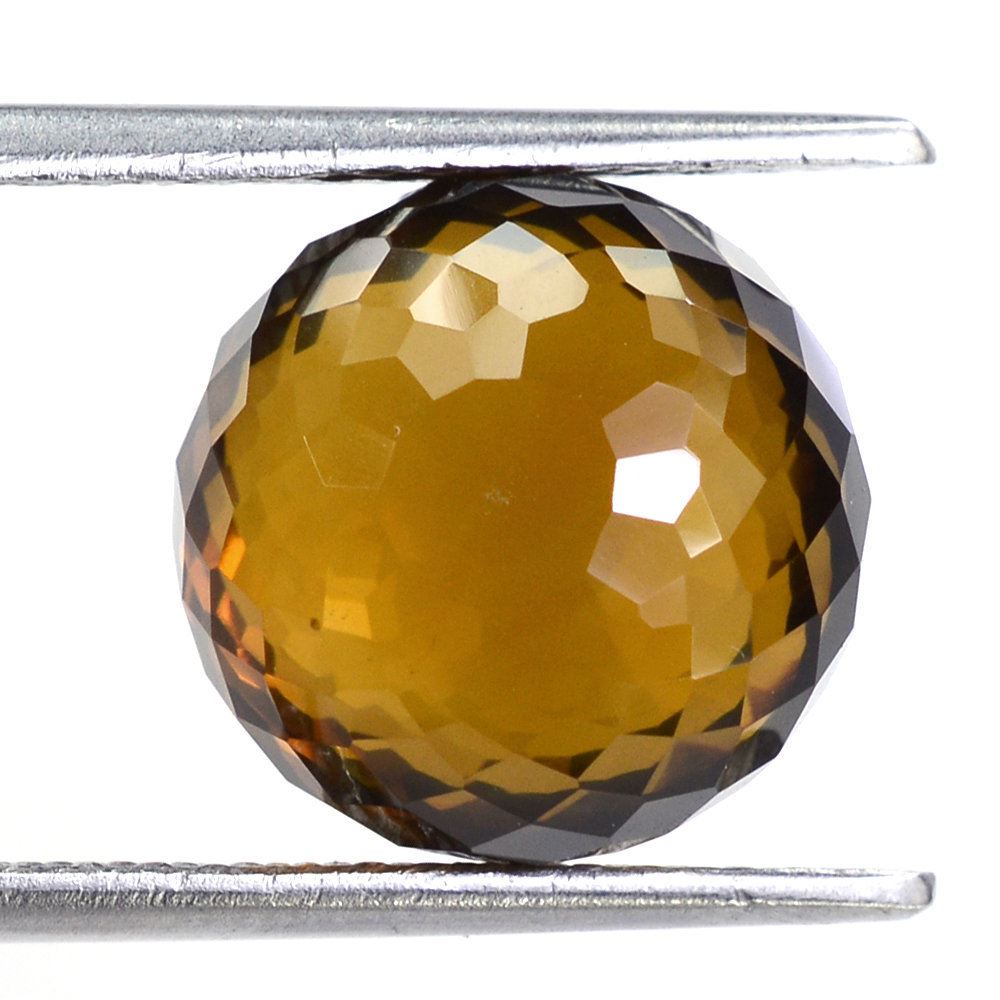 WHISKY QUARTZ FACETED ROUNDEL BEADS 12MM 10.25 Cts.