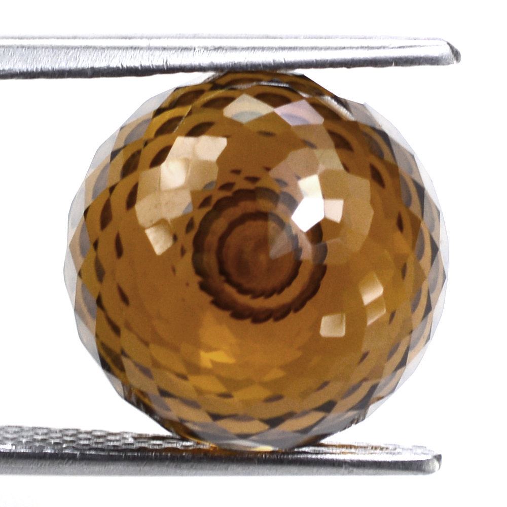WHISKY QUARTZ FACETED BALLS (HALF DRILL 1MM) 14MM 19.40 Cts.