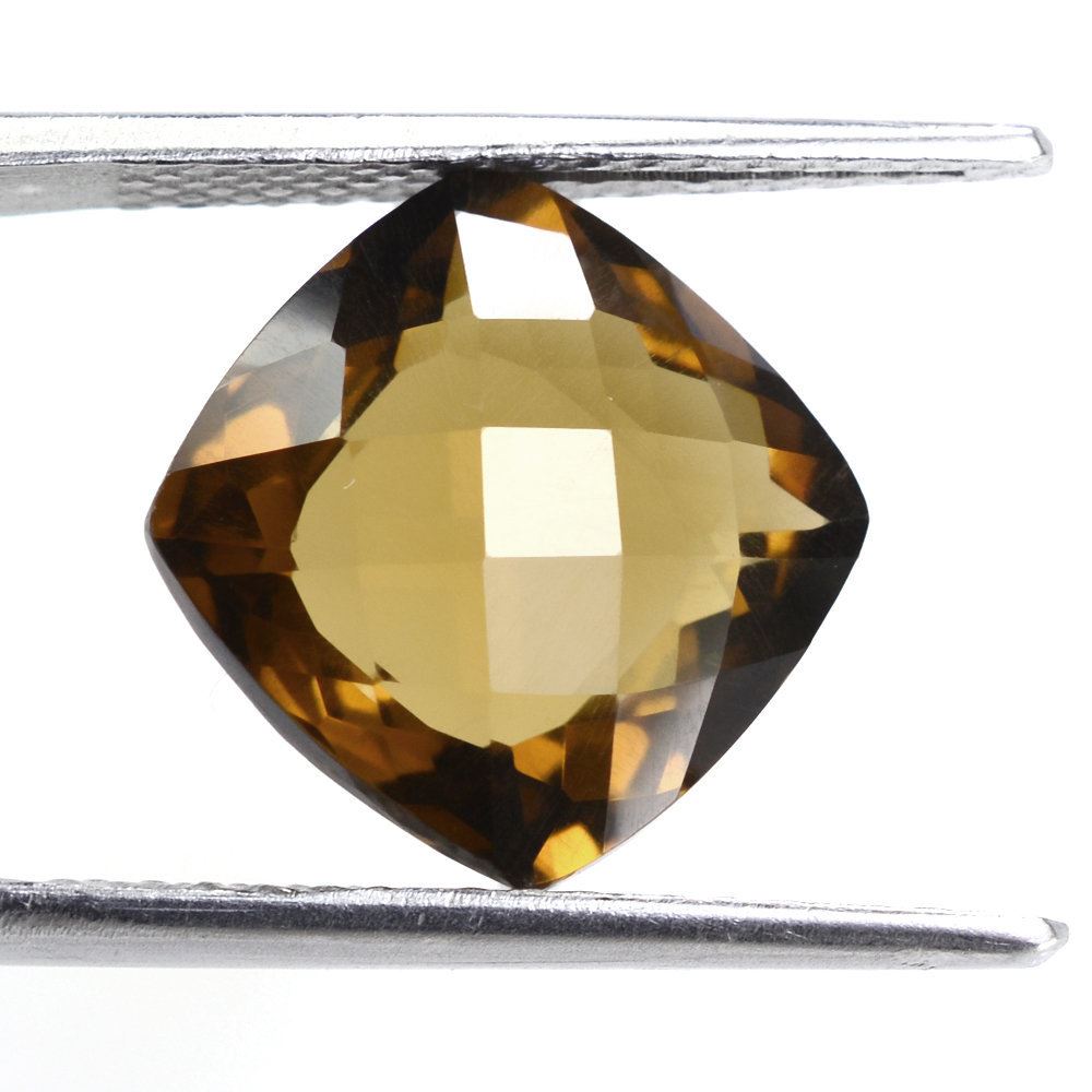 WHISKY QUARTZ ANTIKE CUSHION WITH ONE SIDE TABLE & ONE SIDE CHECKER CUT (DES#24) 12MM 6.45 Cts.