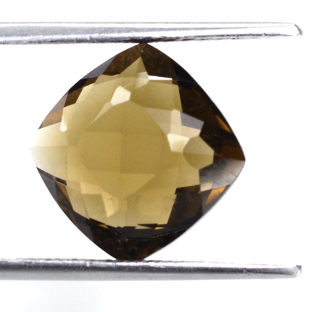 WHISKY QUARTZ ANTIKE CUSHION WITH ONE SIDE TABLE & ONE SIDE CHECKER CUT (DES#24) 12MM 6.45 Cts.