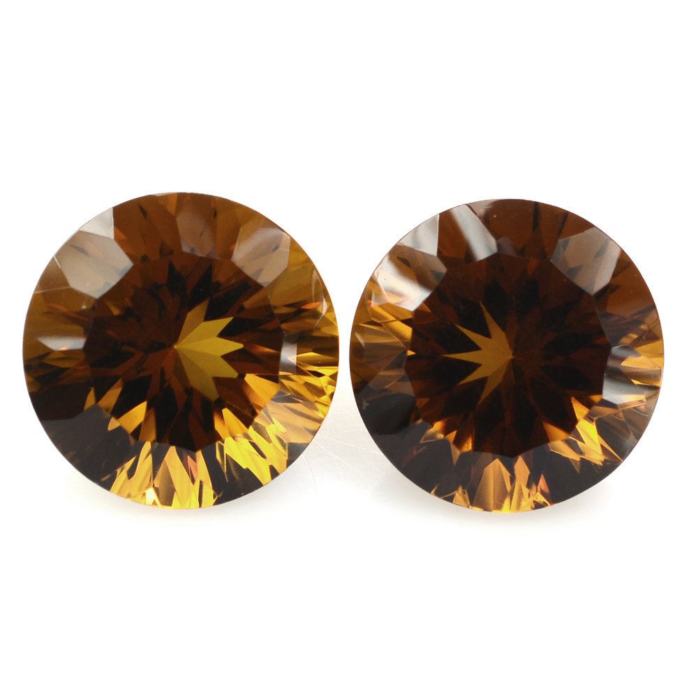 WHISKY QUARTZ CONCAVE CUT ROUND (DES#45) 12MM 6.03 Cts.