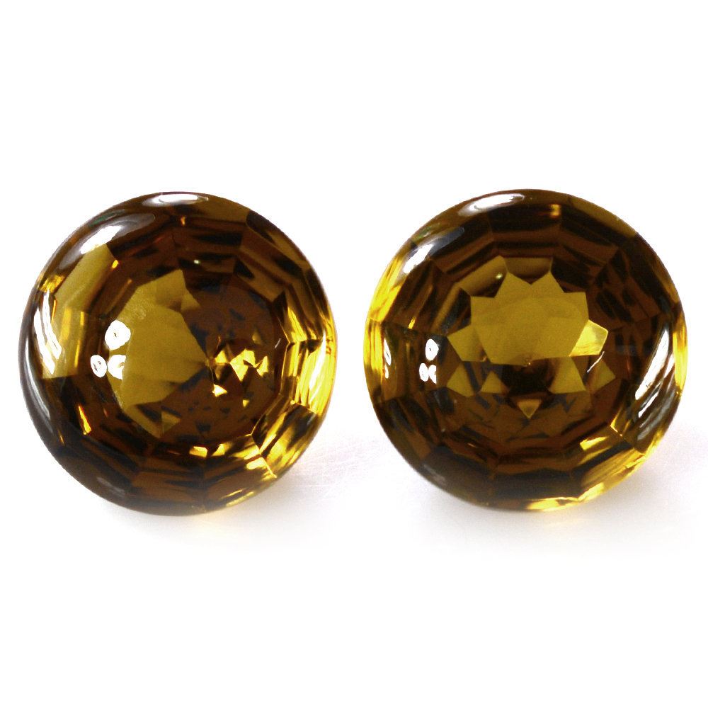 WHISKY QUARTZ BUFFTOP CONCAVE STEP CUT BACK ROUND (DES#47) 15MM 11.47 Cts.