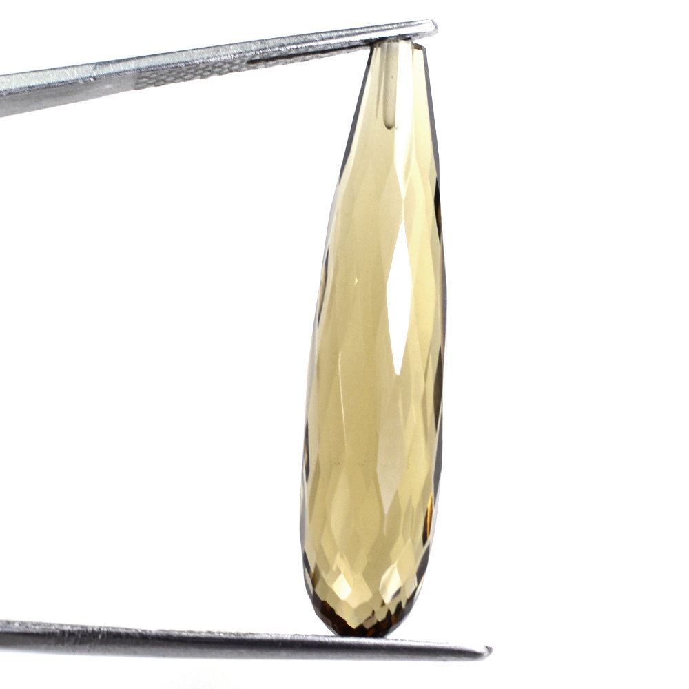 WHISKY QUARTZ FACET DROPS (HALF DRILL 1MM) 35X8MM 16.71 Cts.