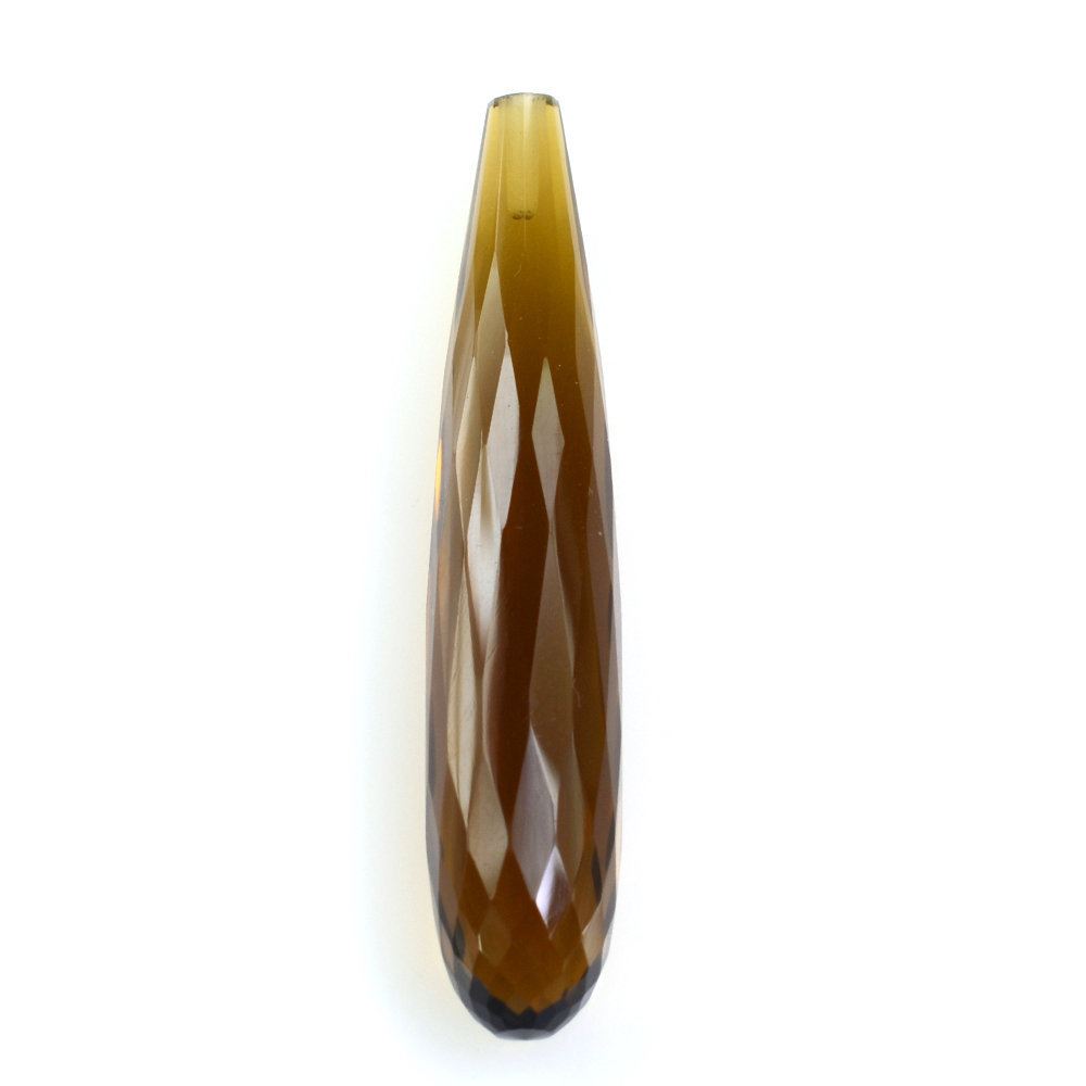 WHISKY QUARTZ FACET DROPS (HALF DRILL 1.00MM) (NICE) 40X8MM 18.97 Cts.