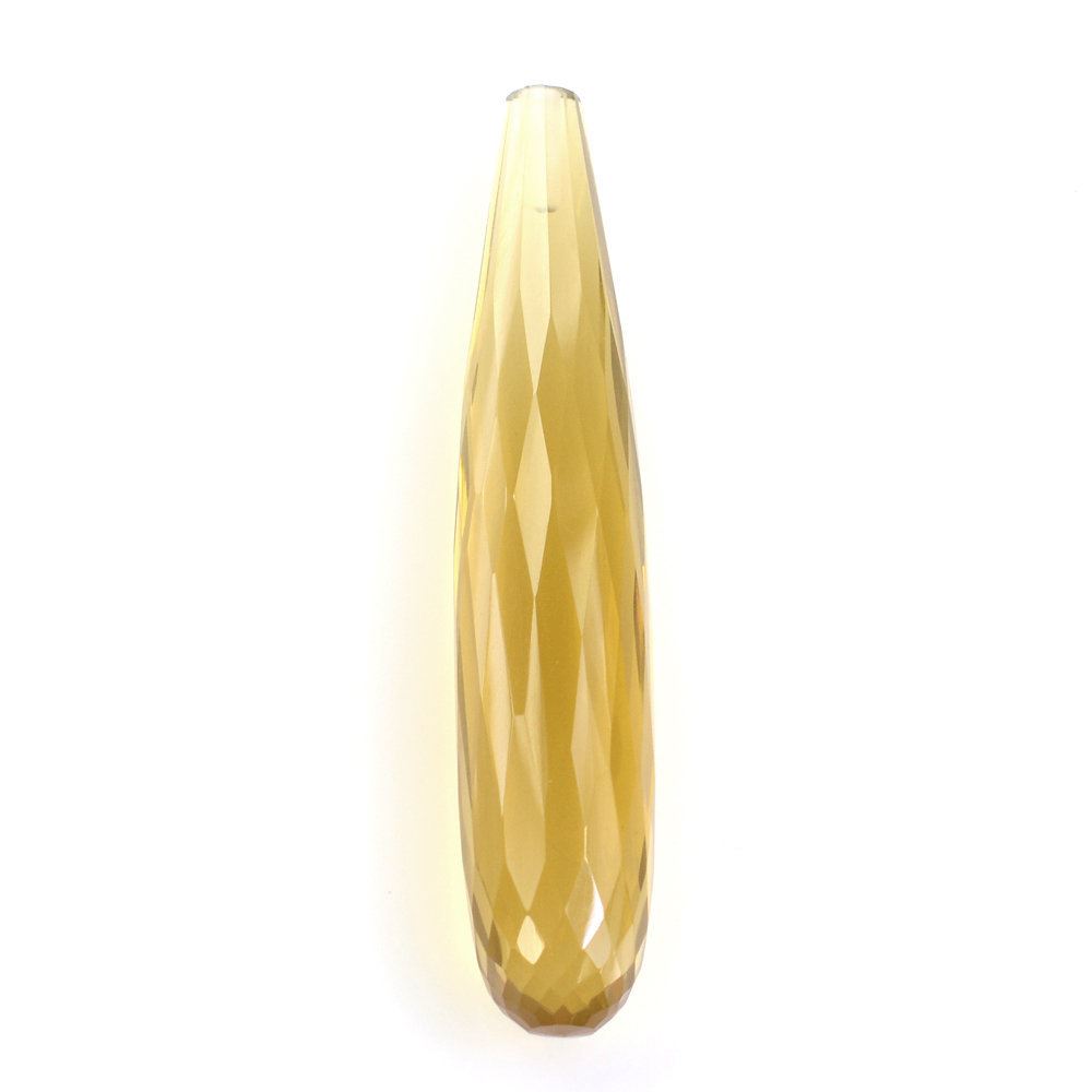 WHISKY QUARTZ FACETED DROPS (HALF DRILL 1.00MM) 40X8MM 19.00 Cts.