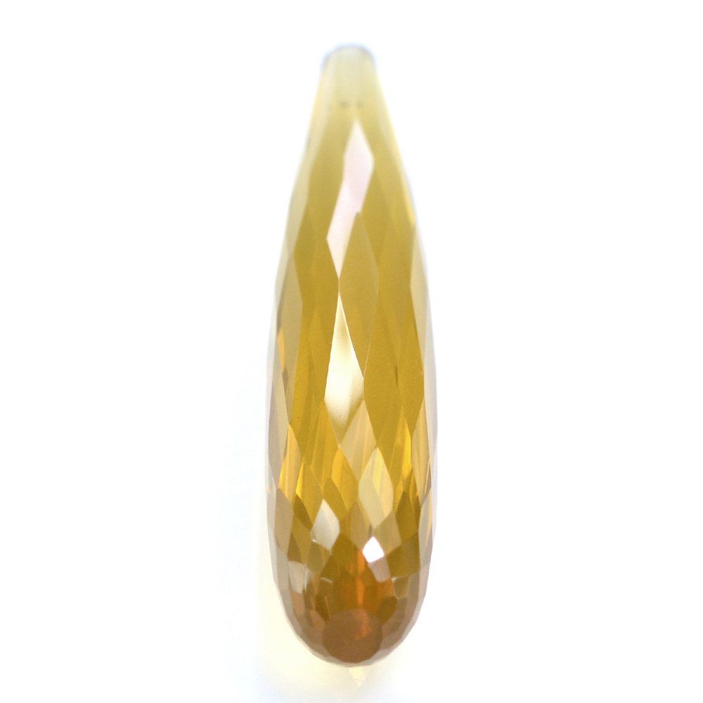 WHISKY QUARTZ FACETED DROPS (HALF DRILL 1.00MM) 40X8MM 19.00 Cts.