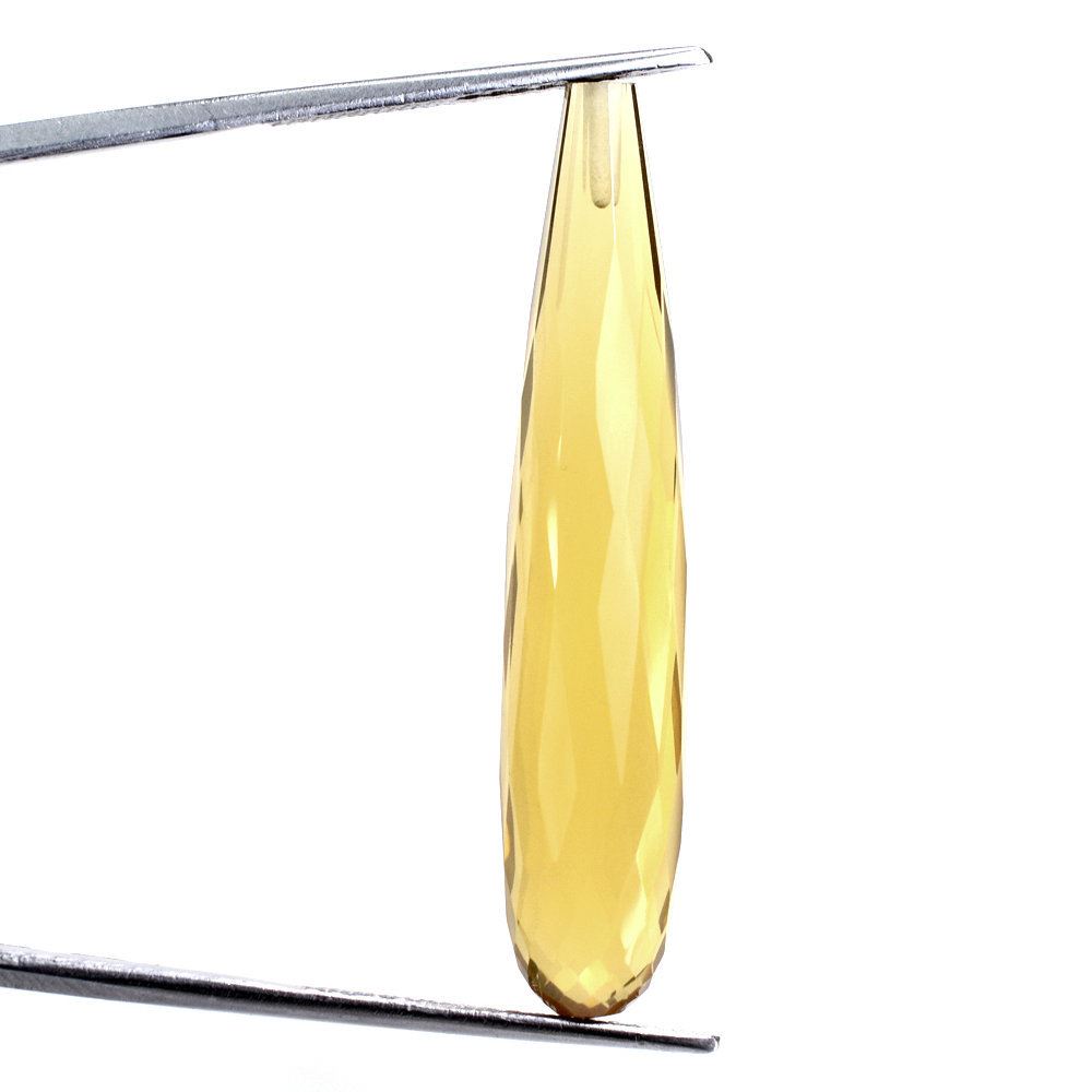 WHISKY QUARTZ FACETED DROPS (HALF DRILL 1.00MM) 40X8MM 19.00 Cts.
