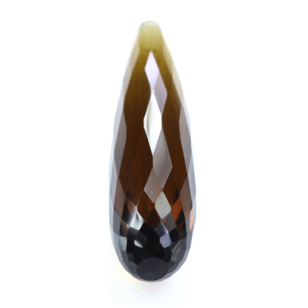 WHISKY QUARTZ FACETED DROPS (HALF DRILL 1.00MM) (NICE) 35X8MM 16.63 Cts.