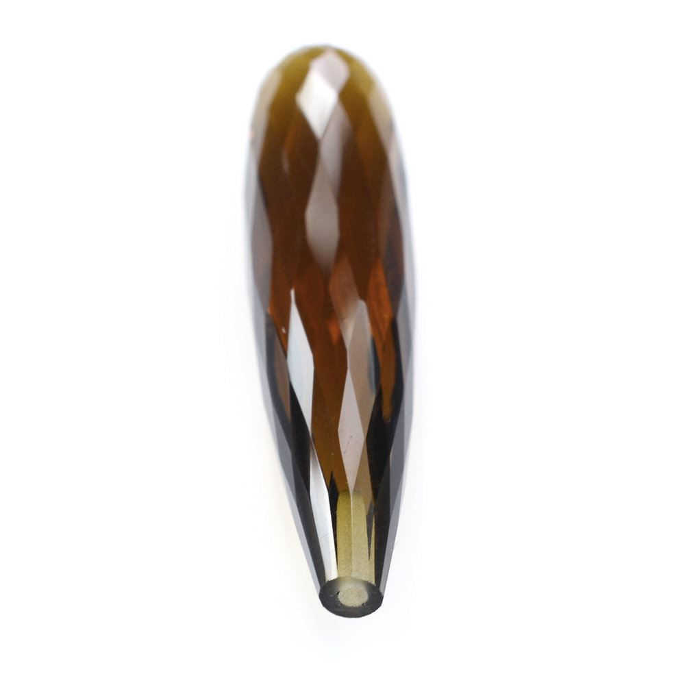 WHISKY QUARTZ FACETED DROPS (HALF DRILL 1.00MM) (NICE) 35X8MM 16.63 Cts.