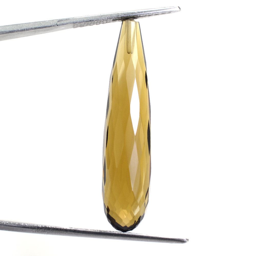 WHISKY QUARTZ FACETED DROPS (HALF DRILL 1.00MM) (NICE) 35X8MM 16.63 Cts.