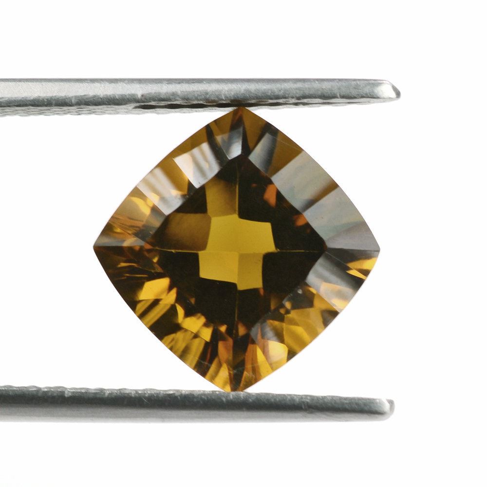 WHISKY QUARTZ CONCAVE CUT CUSHION (DES#71) 10MM 4.23 Cts.