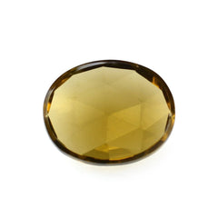 WHISKY QUARTZ FLAT ROSE CUT OVAL CAB (DES#146) 10X8MM 2.10 Cts.