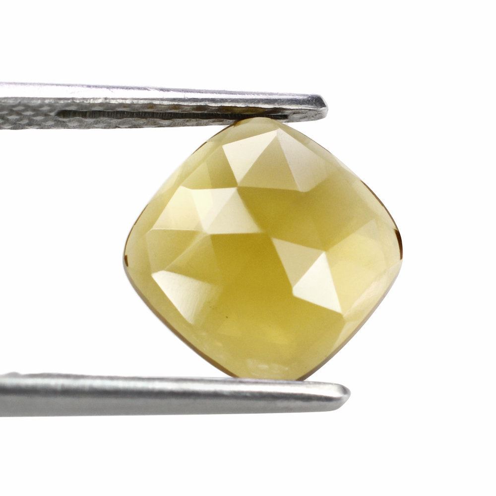 WHISKY QUARTZ FLAT ROSE CUT CUSHION CAB (DES#146) 10MM 2.85 Cts.