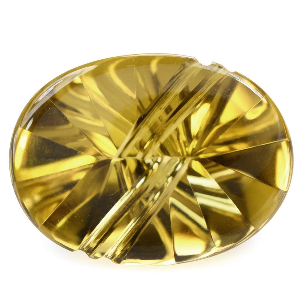 WHISKY QUARTZ FLAT BUFFTOP LIGHTENING OVAL (DES#114) 20X15MM 13.50 Cts.