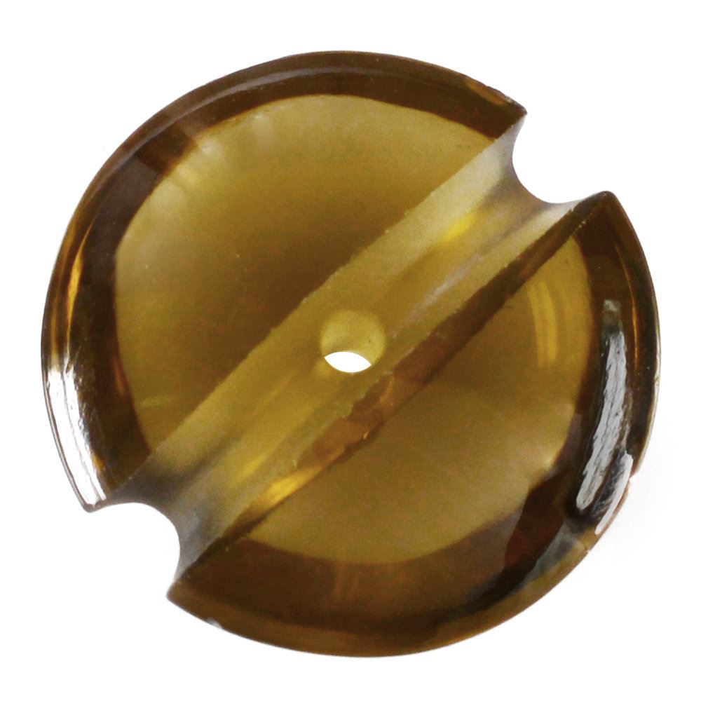 WHISKY QUARTZ LENTIL ROUND WITH CARVED BELT (DES#25) (FULL DRILL) 15MM 7.35 Cts.