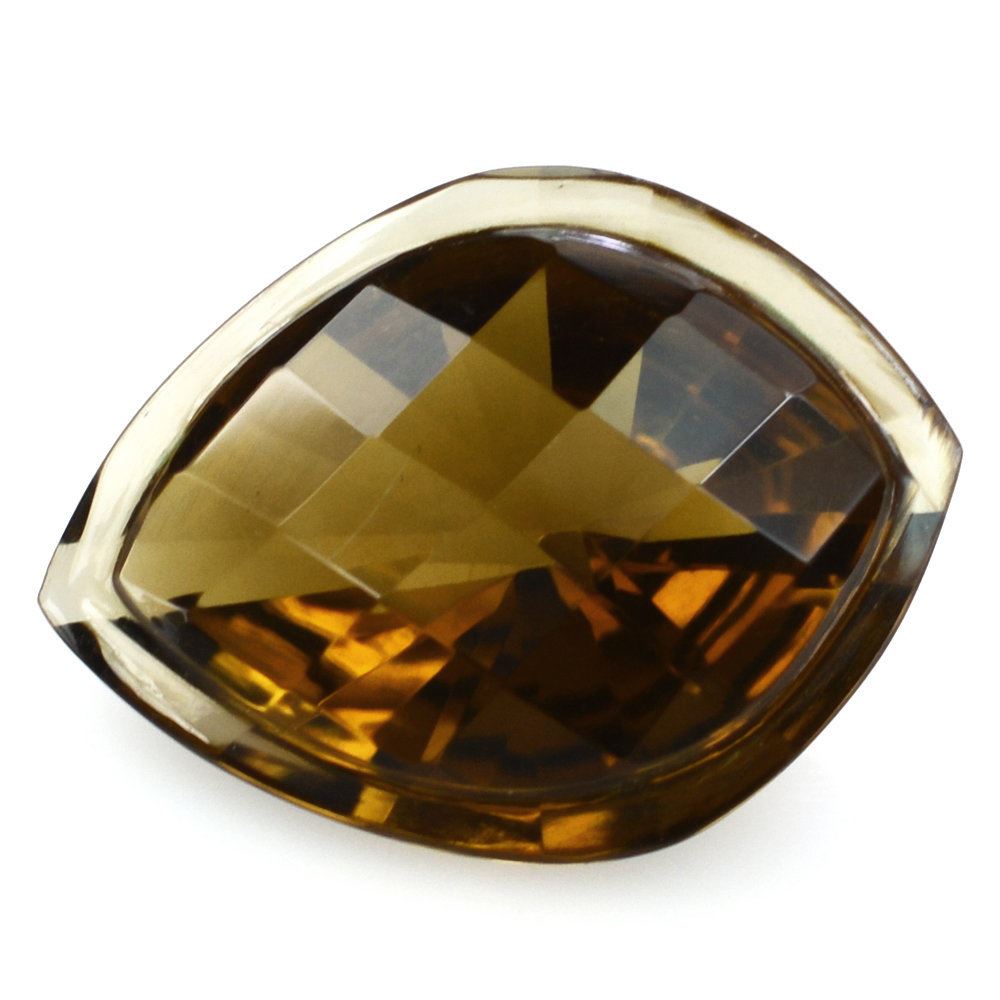 WHISKY QUARTZ CARVED CHECKER TOP ONION (DES#68) 16X12MM 5.63 Cts.