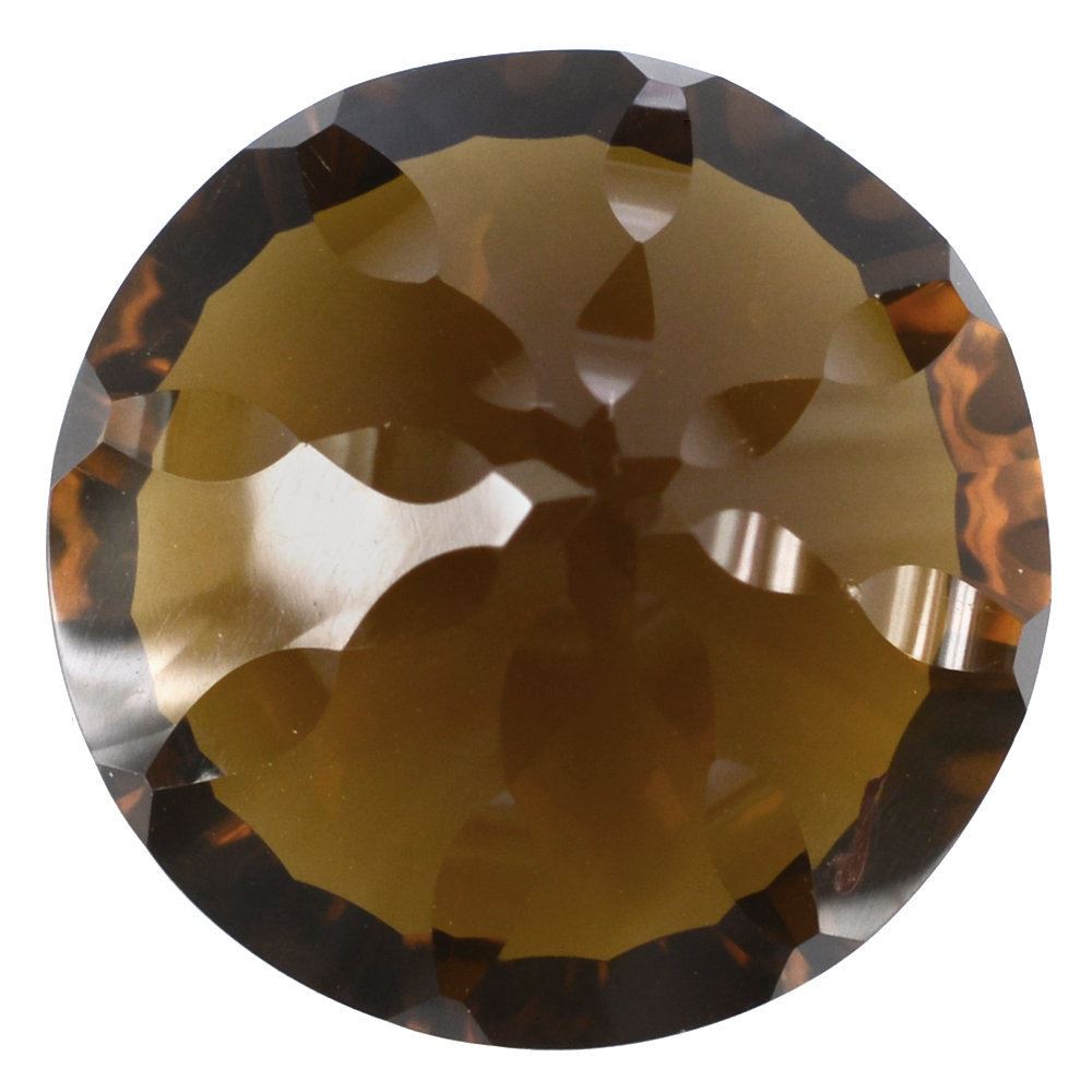 WHISKY QUARTZ CONCAVE SPLENDOR CUT ROUND (DES#74) 16MM 12.68 Cts.