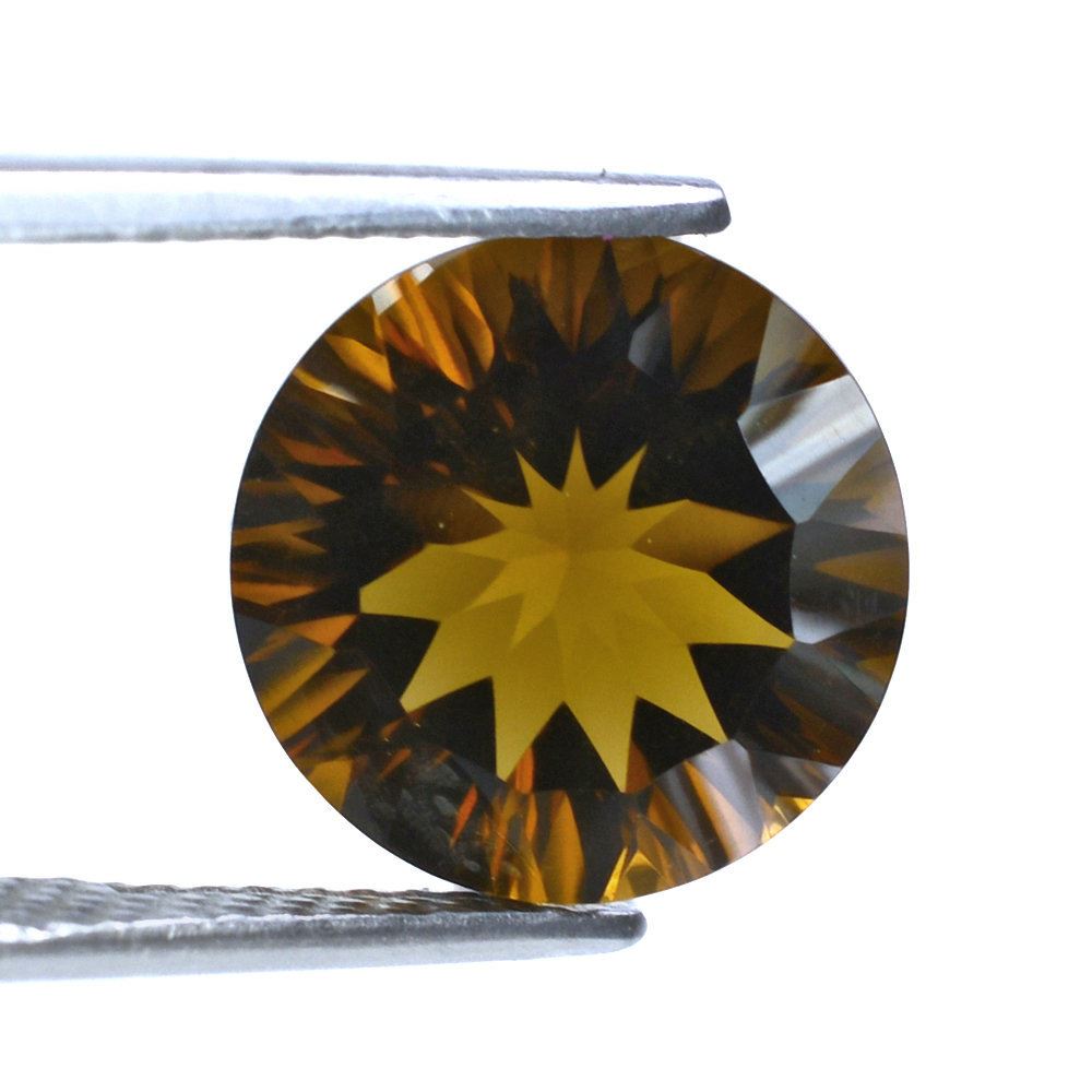 WHISKY QUARTZ CONCAVE CUT ROUND (DES#45) 12MM 5.15 Cts.