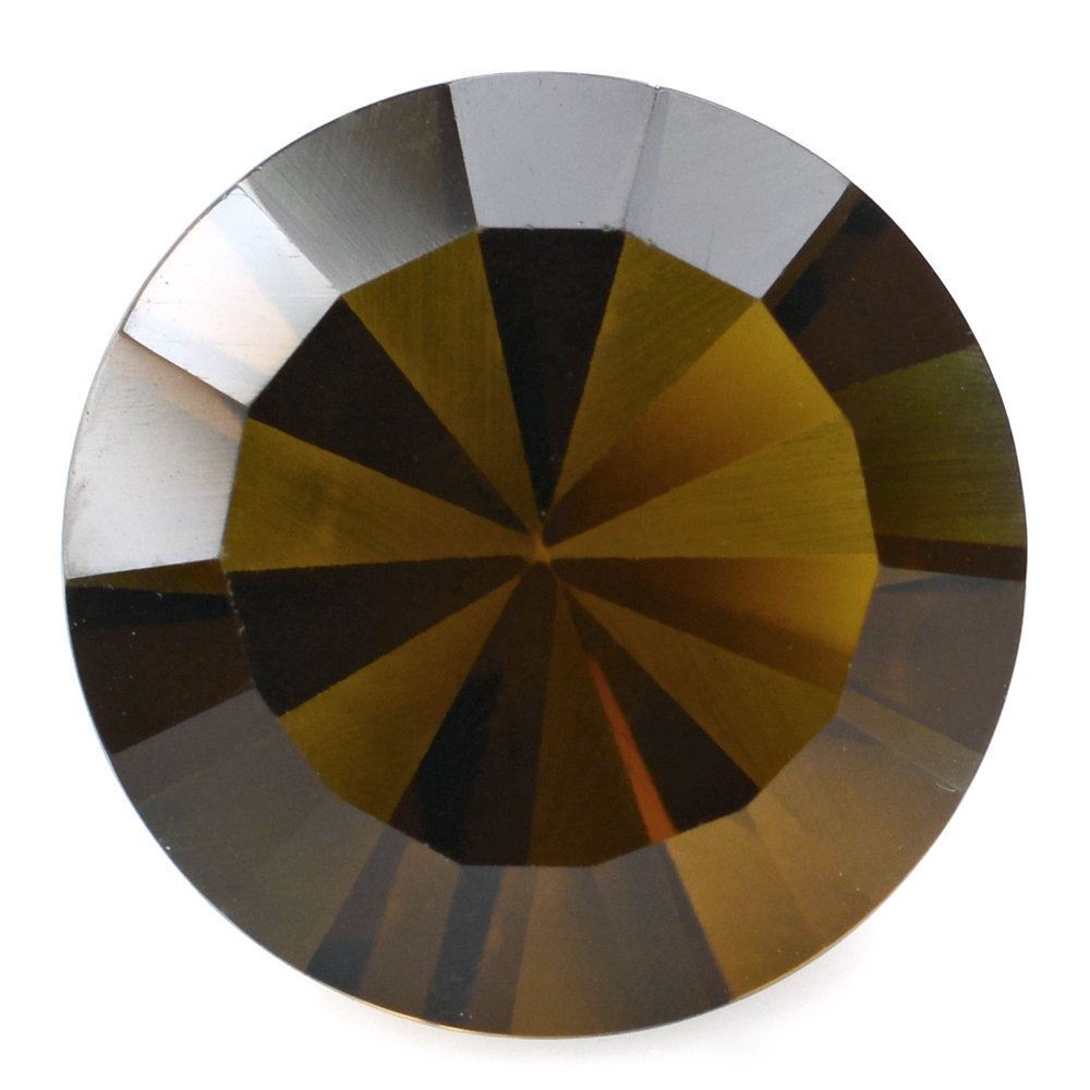 WHISKY QUARTZ ROUND DIAMOND CUT WITH ONE PACET POLISH & ONE UNPOLISH (DES#29) 15MM 10.5 Cts.