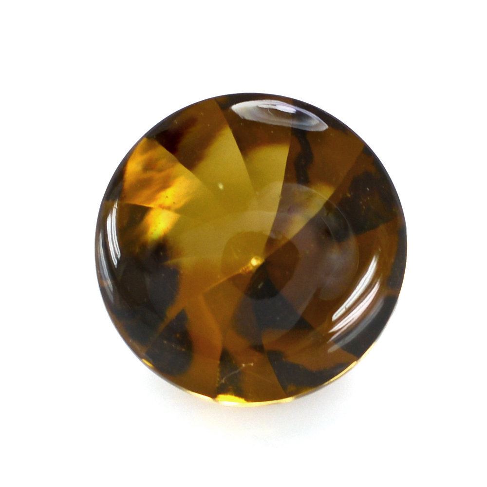 WHISKY QUARTZ BUFFTOP ROUND WITH TWISTED CONCAVE (DES#31) 10MM 3.25 Cts.