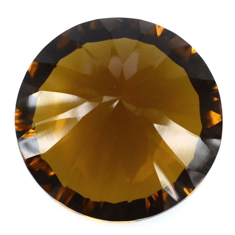 WHISKY QUARTZ CONCAVE CUT ROUND (DES#46) 15MM 10.65 Cts.