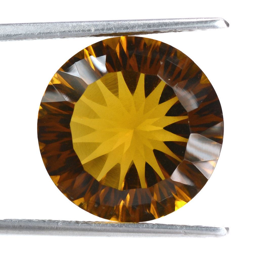 WHISKY QUARTZ CONCAVE CUT ROUND (DES#46) 15MM 10.65 Cts.