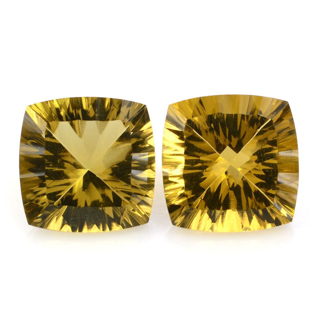 WHISKY QUARTZ CONCAVE CUT CUSHION (DES#72) 14MM 10.15 Cts.