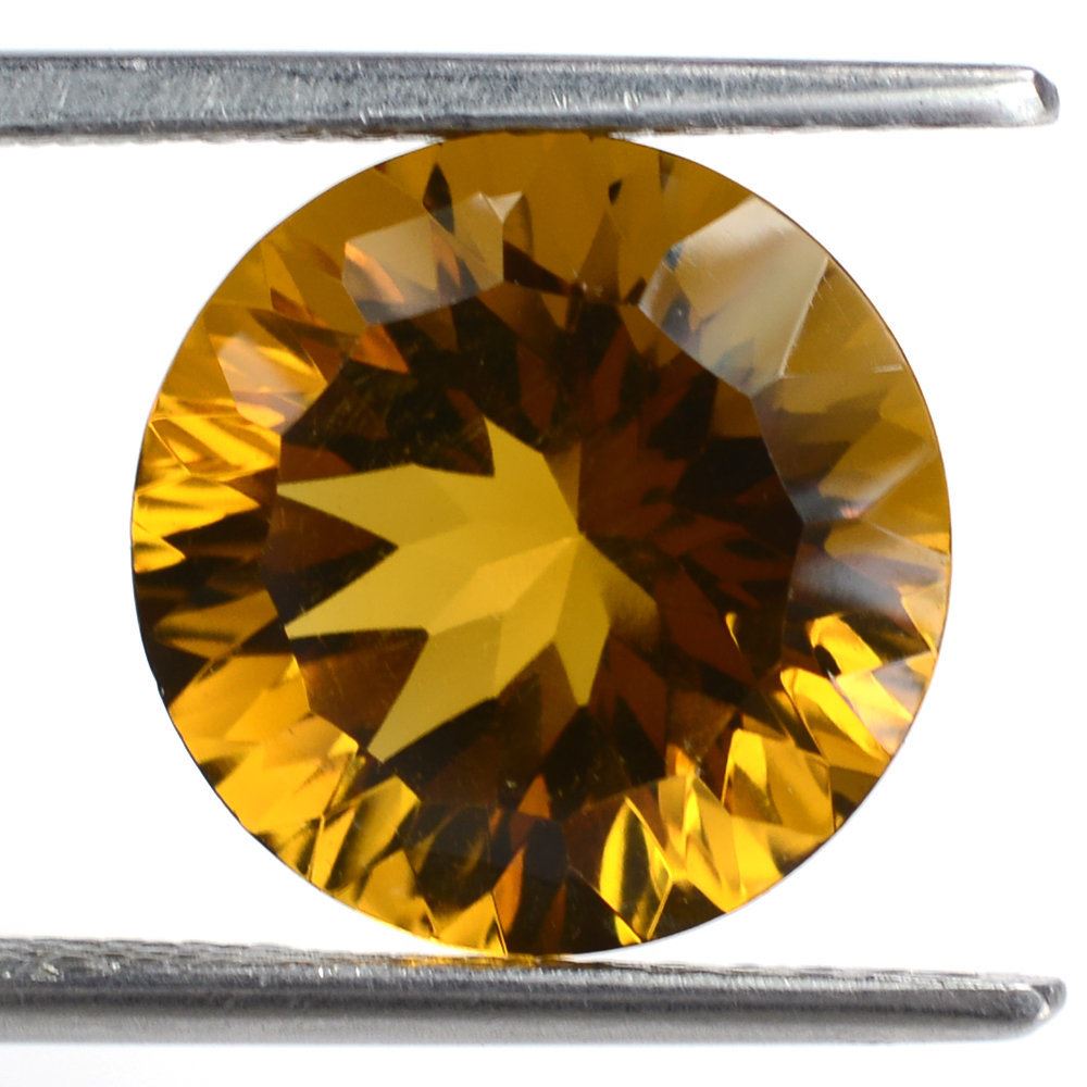 WHISKY QUARTZ CONCAVE CUT ROUND (DES#45) 12MM 5.90 Cts.