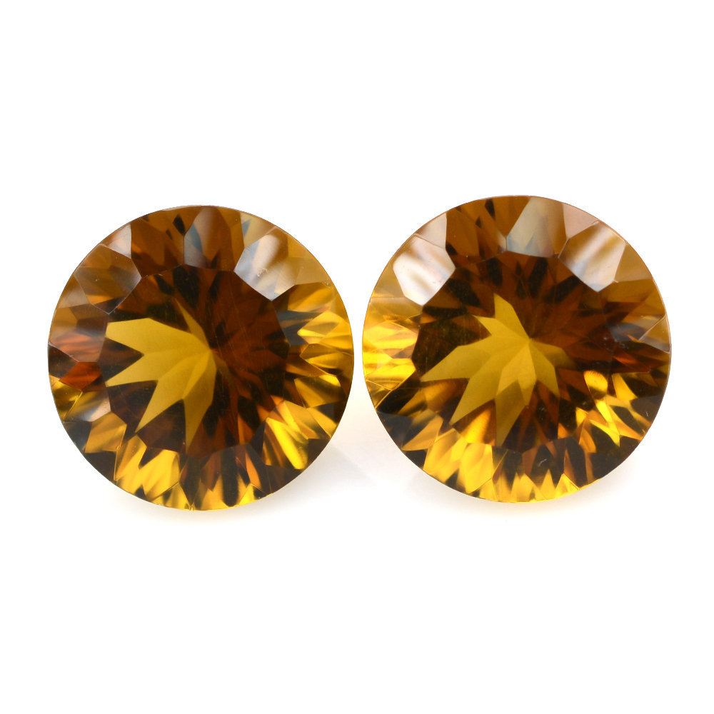 WHISKY QUARTZ CONCAVE CUT ROUND (DES#45) 12MM 5.90 Cts.