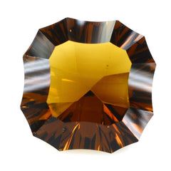 WHISKY QUARTZ CONCAVE CUT CUSHION NINETY CUT (DES#22) 15MM 12.13 Cts.