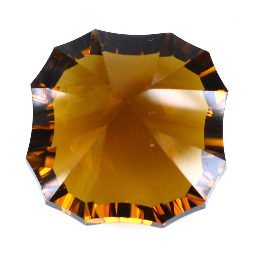 WHISKY QUARTZ CONCAVE CUT CUSHION NINETY CUT (DES#22) 15MM 12.13 Cts.