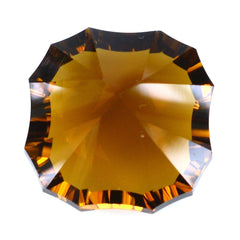 WHISKY QUARTZ CONCAVE CUT CUSHION NINETY CUT (DES#22) 15MM 12.13 Cts.