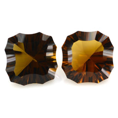 WHISKY QUARTZ CONCAVE CUT CUSHION NINETY CUT (DES#22) 15MM 12.13 Cts.