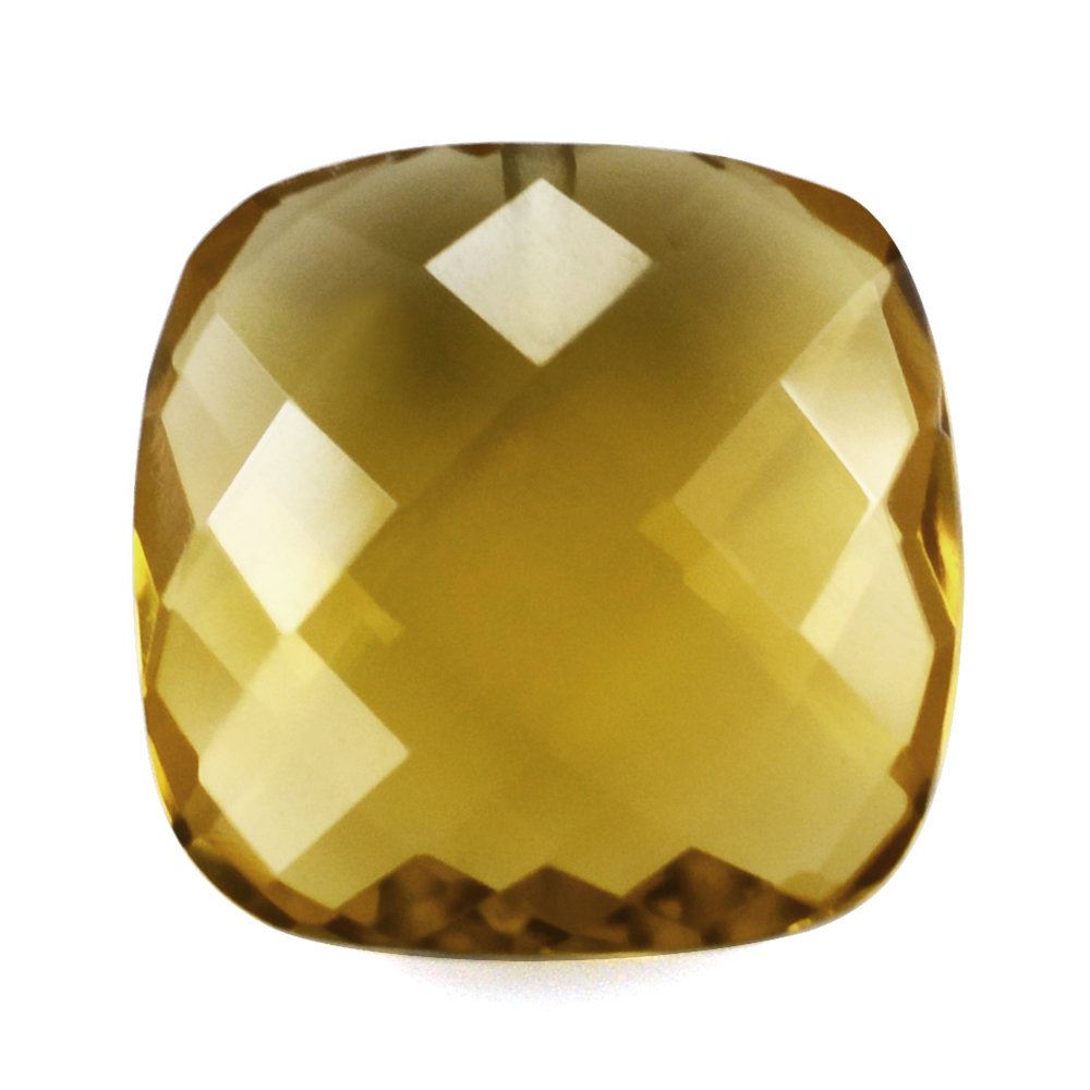 WHISKY QUARTZ CHECKER BRIOLETTE CUSHION (LIGHT) (HALF DRILL) 13X13MM 6.38 Cts.
