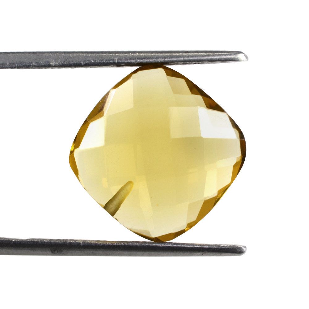WHISKY QUARTZ CHECKER BRIOLETTE CUSHION (LIGHT) (HALF DRILL) 13X13MM 6.38 Cts.