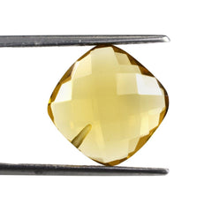 WHISKY QUARTZ CHECKER BRIOLETTE CUSHION (LIGHT) (HALF DRILL) 13X13MM 6.38 Cts.