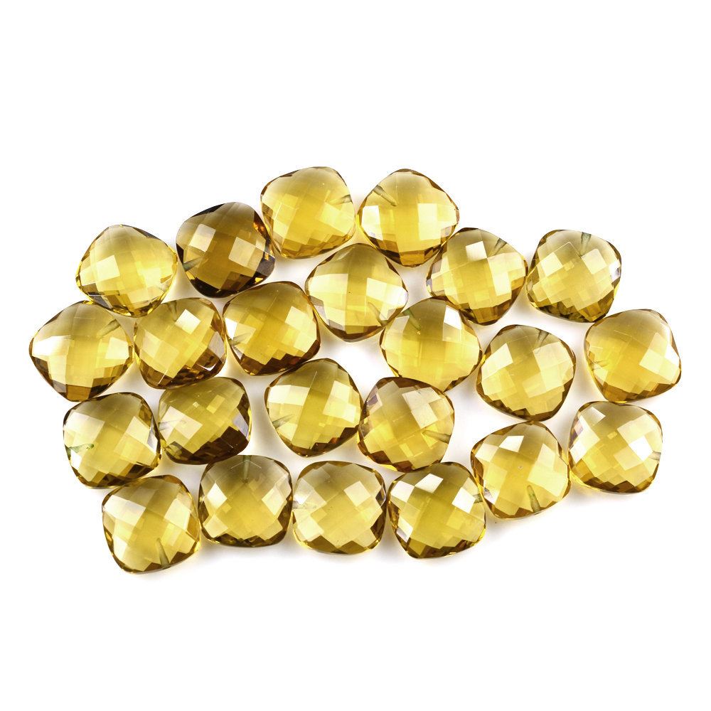 WHISKY QUARTZ CHECKER BRIOLETTE CUSHION (LIGHT) (HALF DRILL) 13X13MM 6.38 Cts.