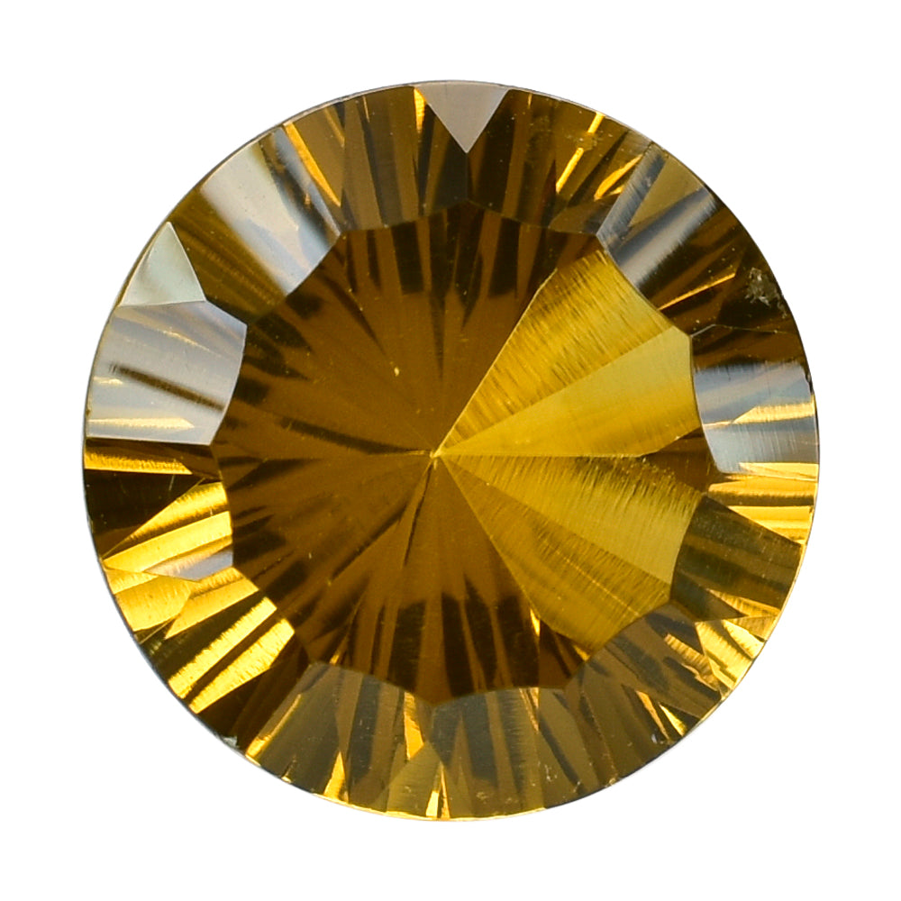 WHISKY QUARTZ CONCAVE SPLENDOR CUT ROUND (DES#74) 15MM 10.13 Cts.