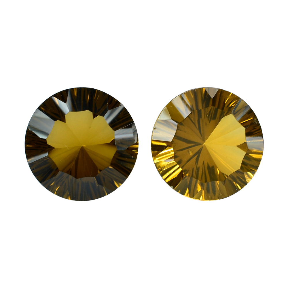 WHISKY QUARTZ CONCAVE SPLENDOR CUT ROUND (DES#74) 15MM 10.13 Cts.