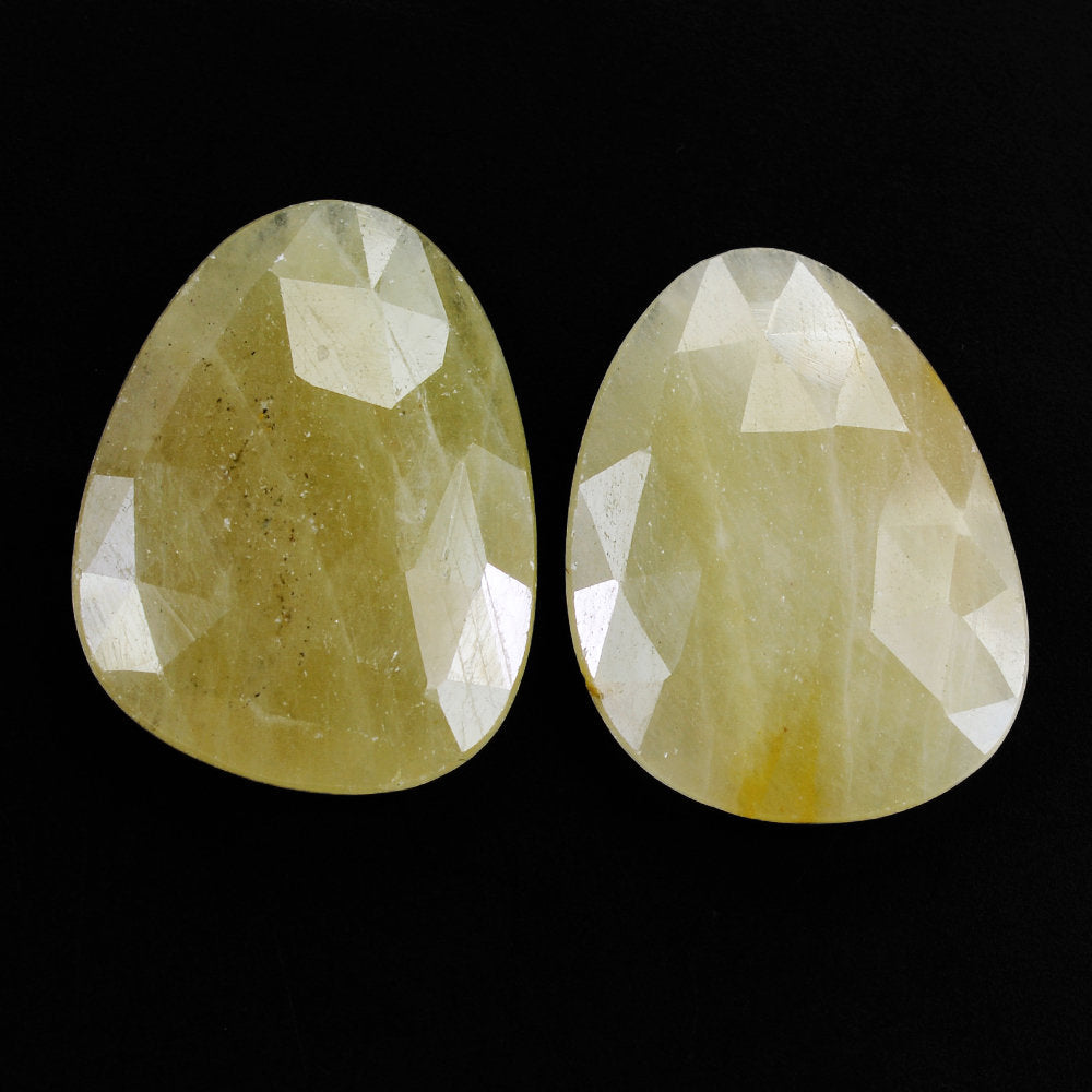 YELLOW SAPPHIRE ROSE CUT BRIOLETTE IRREGULAR PEARISH 20X15MM 11.2 Cts.