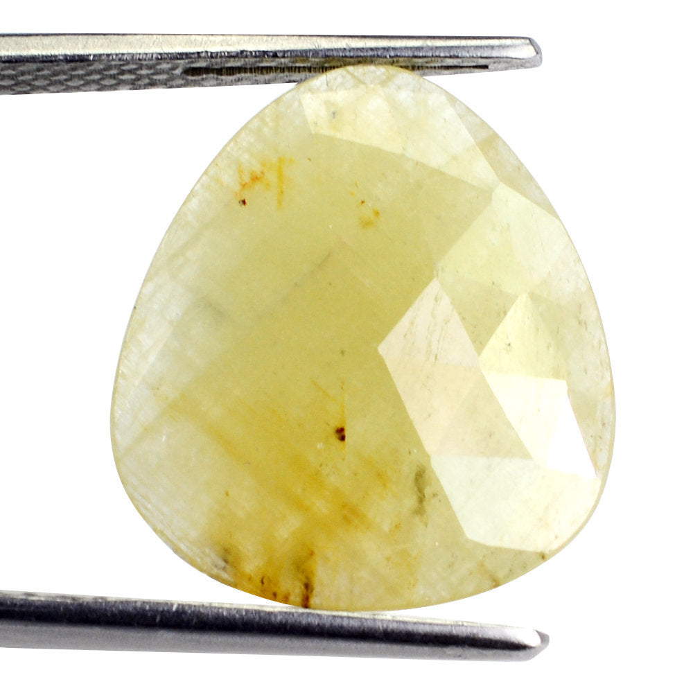 YELLOW SAPPHIRE ROSE CUT BRIOLETTE IRREGULAR TRILLIONISH& 18X16MM 9.66 Cts.