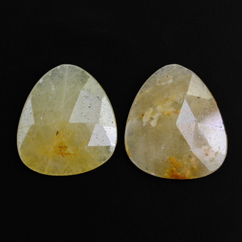 YELLOW SAPPHIRE ROSE CUT BRIOLETTE IRREGULAR TRILLIONISH& 18X16MM 9.66 Cts.