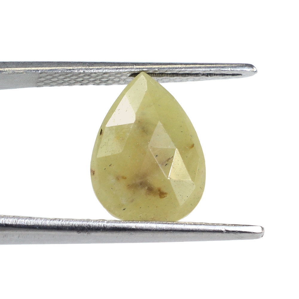 YELLOW SAPPHIRE ROSE CUT BRIOLETTE PEAR 14X10MM 6.70 Cts.