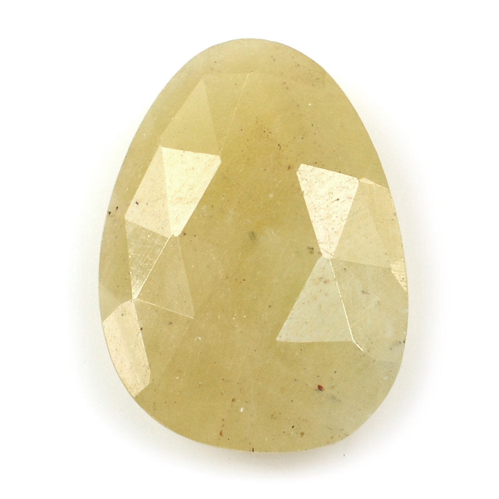 YELLOW SAPPHIRE ROSE CUT BRIOLETTE PEARISH 14X10MM 5.35 Cts.