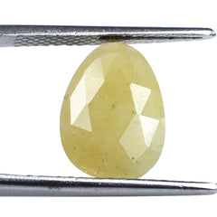 YELLOW SAPPHIRE ROSE CUT BRIOLETTE PEARISH 14X10MM 5.35 Cts.