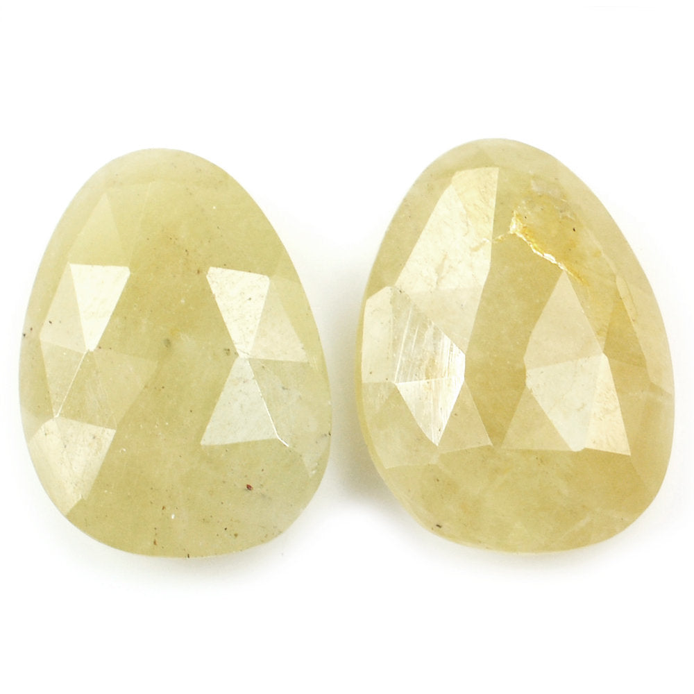 YELLOW SAPPHIRE ROSE CUT BRIOLETTE PEARISH 14X10MM 5.35 Cts.