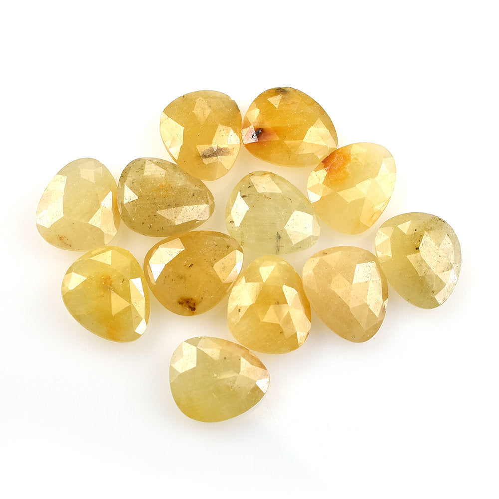 YELLOW SAPPHIRE ROSE CUT BRIOLETTE IRREGULAR& TRILLIONISH 13X11MM 5.78 Cts.