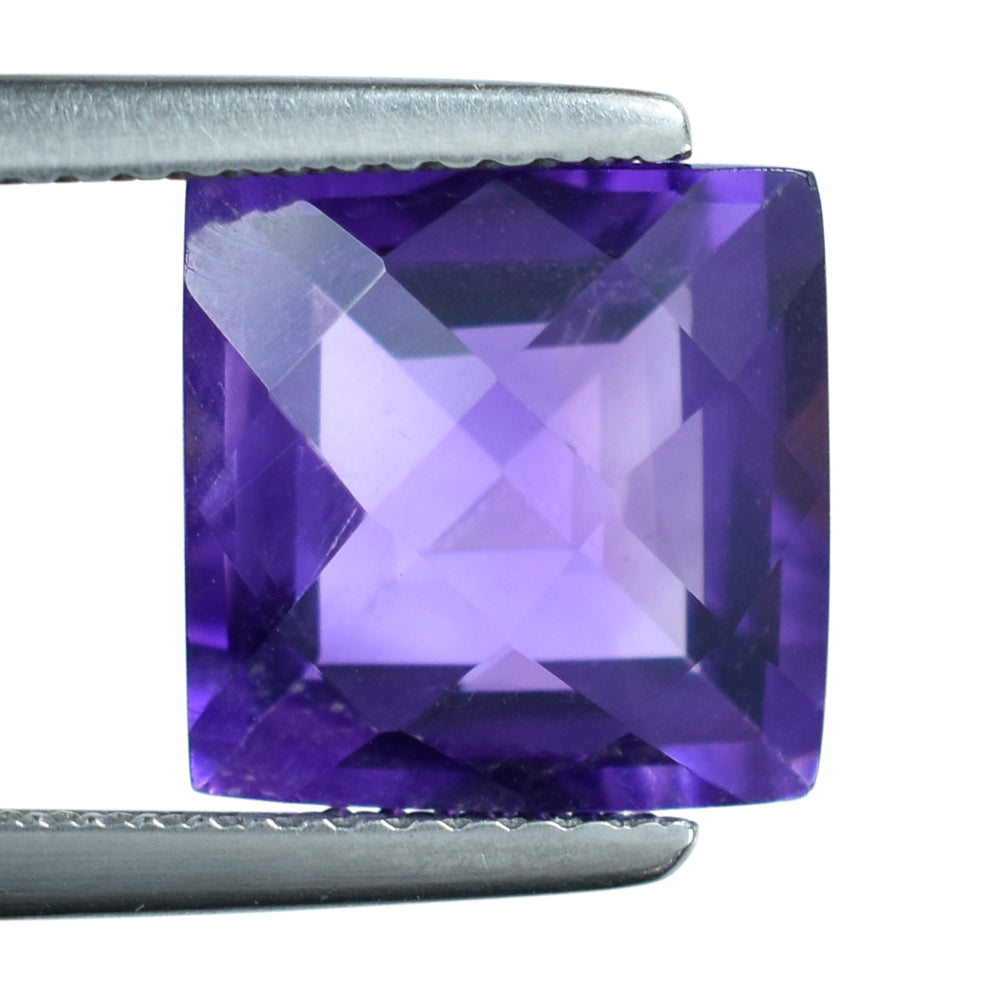 AFRICAN AMETHYST CHECKER CUT SQUARE 10MM 4.75 Cts.